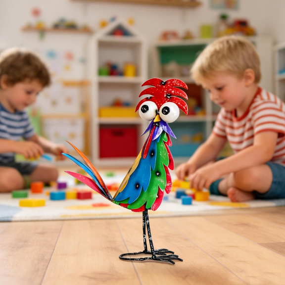 Outdoor Wacky Metal Rooster Yard Statue Decoration Roosters Decor Garden Statues Chicken Figurine Outside Decorations for Courtyard