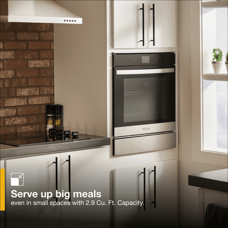 Whirlpool - 24" Built-In Single Electric Convection Wall Oven with Adjustable Self-Clean Cycle - Stainless Steel