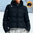 thumbnail image 2 of Ashirexll Womens Puffer Coats, Winter Coats for Women, Fall and Winter Solid Color Hooded Zipper Windproof Warm Coat, 2 of 7