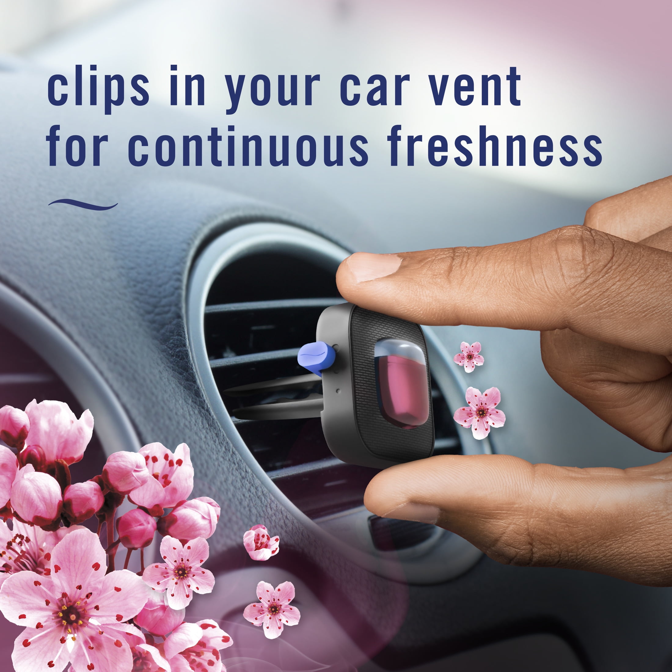 (2 pack) Febreze Car Air Freshener, Odor-Fighting Auto Clip, Cherry Blossom Scent, .07 Fl oz, 2 Count