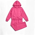 thumbnail image 4 of Bloomae Girls Hoodie Sweatsuit 2 Piece Full Zip Up Long Sleeve Hooded Sweatshirts and Elastic High Waist Wide Leg Jogger Sweatpants Trendy Cozy Athletic Tracksuit Sets, 4 of 8