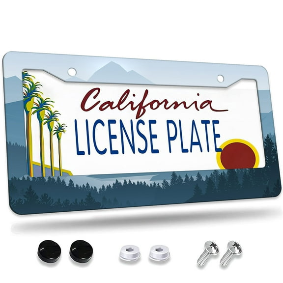 1 Pcs Blue toned Mountain Landscape License Plate Frame,License Plate Cover for Car Decorative Parts,Aluminum License Plate Bracket Holder Rust-Proof for US Standard Car