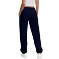 thumbnail image 4 of HKYNLAG Womens Fleece Lined Sweatpants Fleece High Waisted Athletic Workout Joggers Baggy Loungewear Bottoms Navy S, 4 of 5