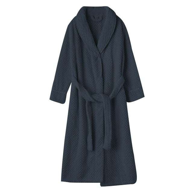 Penkiiy Womens Robe Long Kint Bathrobe Lightweight Soft Robes Ladies Bath Robe XL Gray