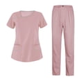 thumbnail image 2 of Conjunto de uniformes para mujer, pantalones superiores de enfermera, trajes de trabajo de médico, ropa cómoda para el de mascotas, SPA, Rosa Macarena Pantalones médicos de enfermera, 2 of 7