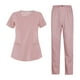 thumbnail image 2 of Conjunto de uniformes para mujer, pantalones superiores de enfermera, trajes de trabajo de médico, ropa cómoda para el de mascotas, SPA, Rosa Macarena Pantalones médicos de enfermera, 2 of 7