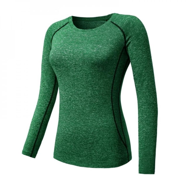 T-Shirt de Compression de Sport à Manches Longues pour Femmes, Séchage Rapide, Gym, Yoga, Course, Hauts Tee