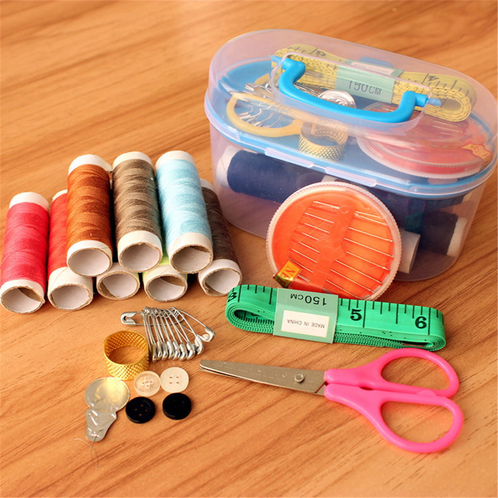 Sewing Box Set Kit Needle Scissor Storage Thread Measure Thimble Travel Tools 