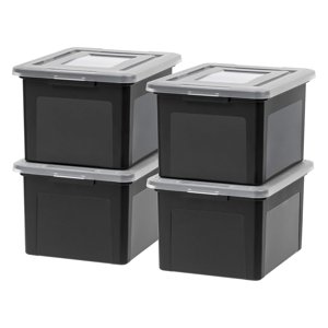 IRIS USA 35 Qt Stackable File Box, Black