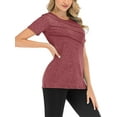 thumbnail image 3 of Innerwin Haut d'Entraînement Col Rond T-Shirt Femme Yoga Ourlet Évasé Séchage Rapide Rouge TTG, 3 of 9