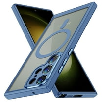 Ancove for Samsung Galaxy S24 Magnetic Case[Compatible with Mag Safe],Heavy Duty Rugged Clear Back Shockproof Protective Case Cover for Samsung Galaxy S24,Blue