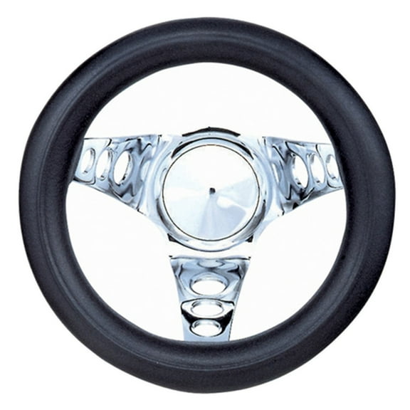 Grant Cartwright Classic Series 8.5 in. Steering Wheel, Black Foam Grip, Chrome 3-Spoke Design