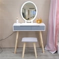 Ktaxon Vanity Set with Round Lighted Mirror, Makeup Dressing Table with
