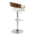 thumbnail image 6 of LumiSource Chrome Metal, Walnut Wood, Cream Fabric Elisa Adjustable Barstool - Set of 2, 6 of 6