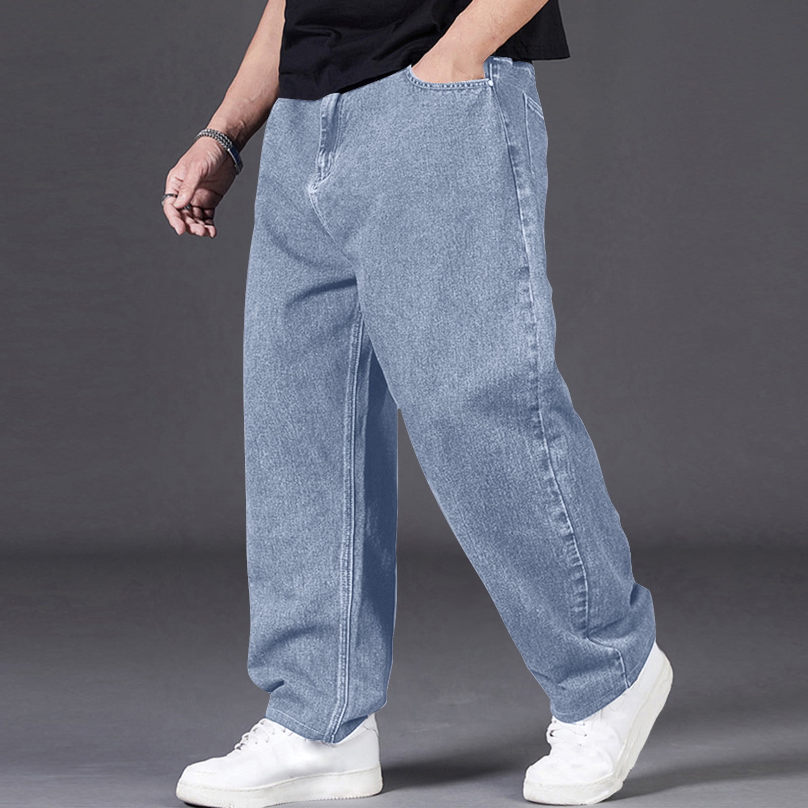 UVEASISHA Big and Tall Baggy Jeans for Men Wide Leg Denim Pants