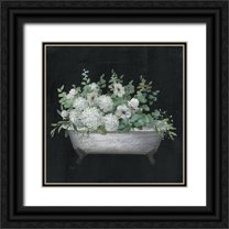 Nan 12x12 Black Ornate Wood Framed with Double Matting Museum Art Print Titled - Bathtub Floral I