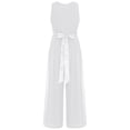 thumbnail image 3 of inlzdz Kids Girls Sleeveless One-Piece Party Jumpsuit Ruched High Waist Overalls Evening Party Prom Ivory 8, 3 of 5