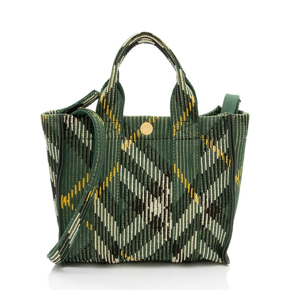 Pre-Owned Burberry Knit Check Scarlet Mini Tote
