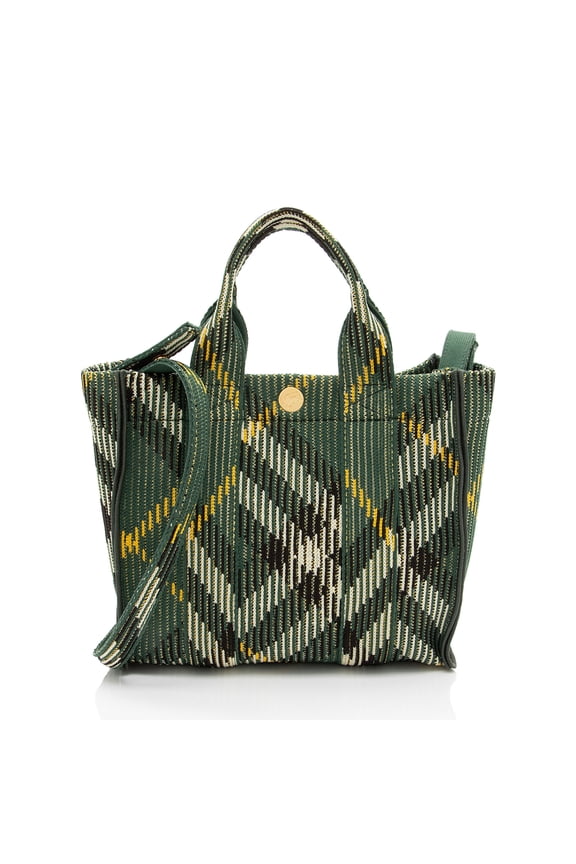 Pre-Owned Burberry Knit Check Scarlet Mini Tote