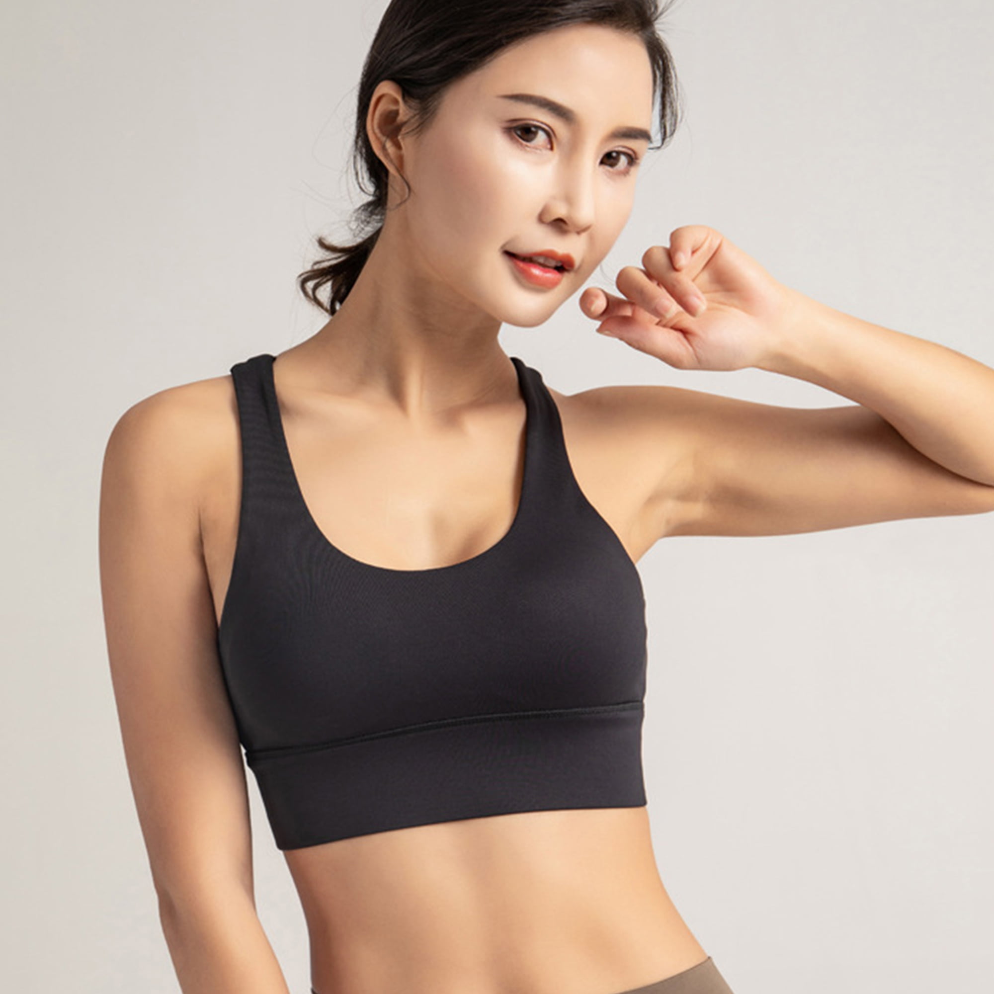 Criss-Cross Back Padded Strappy Sports Bras Medium Support Yoga Bra with Removable Cups RUNNING GIRL Sports Bra for Women 