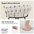 thumbnail image 2 of Andeworld 24'' Barstools set of 2, Modern Velvet Bar Stools with Woven Back, Counter Height Barstools with Upholstered Seating, U-Footrest, Ivory, 2 of 7