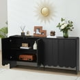 thumbnail image 5 of YOCWO Black Sideboards and Buffets, Wave Panel Buffet Storage Cabinet with 4 Doors and Adjustable Shelf for Kitchen Living Room Entryway, 5 of 8