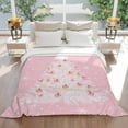 thumbnail image 5 of Pink White Christmas Tree Throw Blankets, Winter Pine Tree Snowflake Soft Fleece Blanket Decorative for Home Sofa Couch Chair Living Bedroom, 60x80 inches,, 5 of 8
