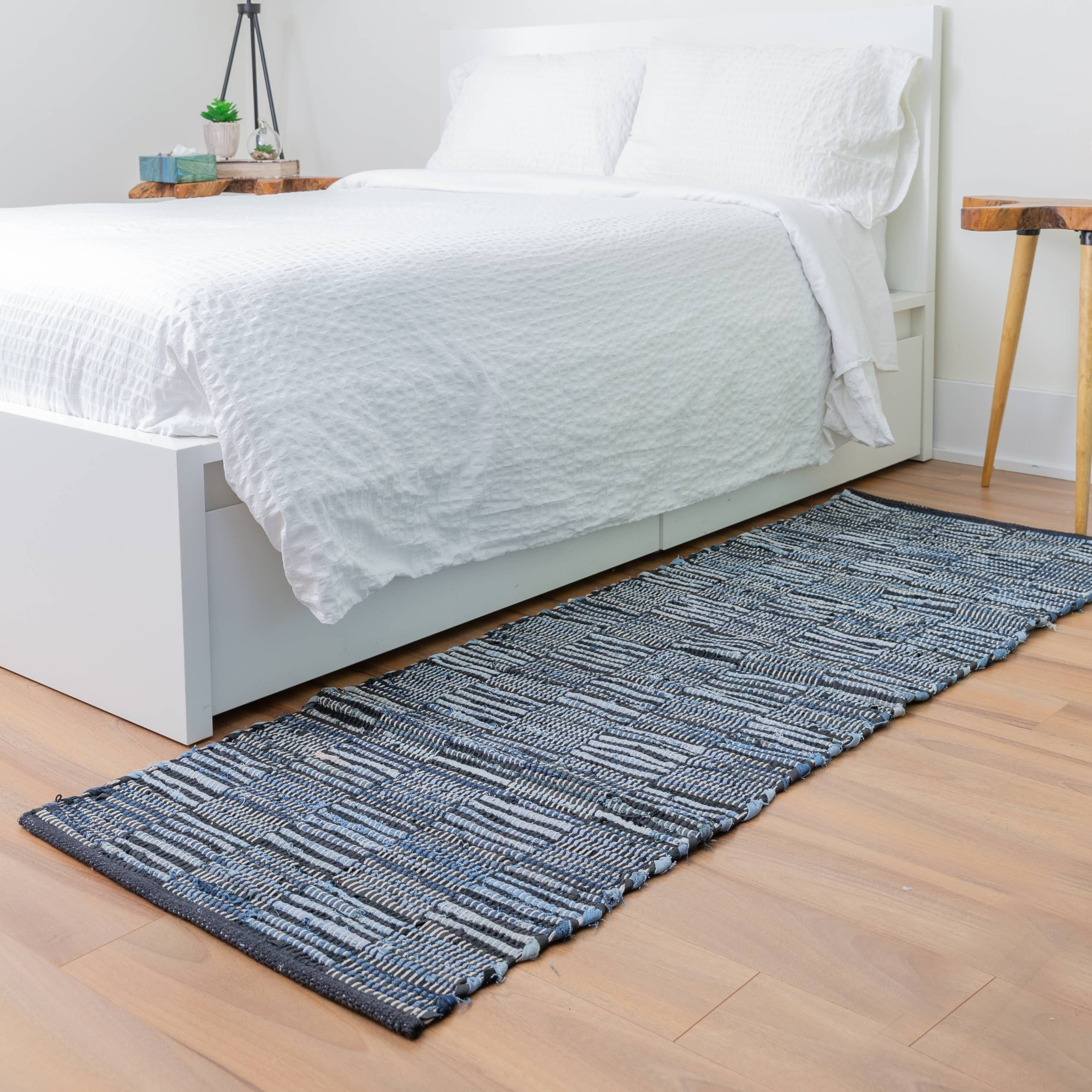 Fabstyles Handmade Recycled Denim Checker Area Rug
