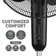 Holmes 16 Digital Stand Fan, 3-Speed, 3 Modes, Oscillating, Timer, Remote, Black
