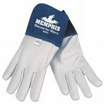 Goat Mig/Tig Welders Gloves, Premium Grade Grain Goatskin, Large, White/Blue