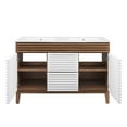 thumbnail image 6 of Double Sink Vanity Cabinet, White Walnut, Wood, Mid Century Hotel Bedroom Bathroom, Modern Contemporary HB33394, 6 of 11