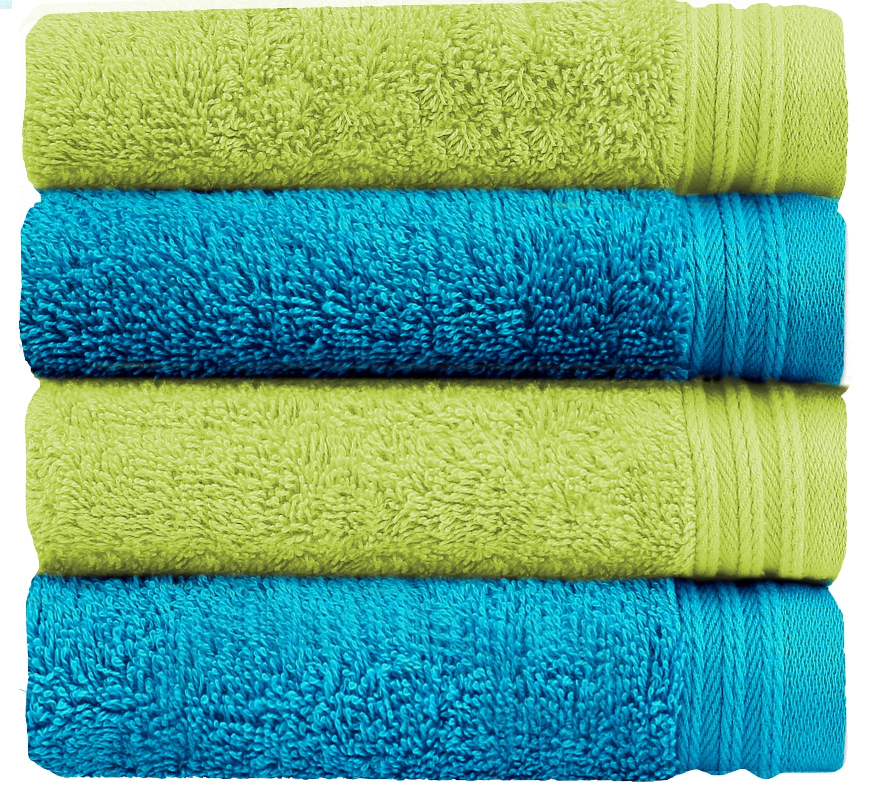 Premium 100% Cotton Towel Set of 4 Hand Towels 18" x 30" | 4 Ultra Soft and Highly Absorbent Hand Towels for Bathroom, Gym, Hotel, Spa, Machine Washable | Apple Green and Petrol