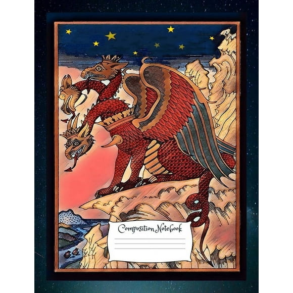 Dragon Composition Notebook: Standard size vintage fantasy art cover composition notebook / Journal 150 lined college ruled pages, serpent medieval softcover book. (Volume 13) (Paperback)