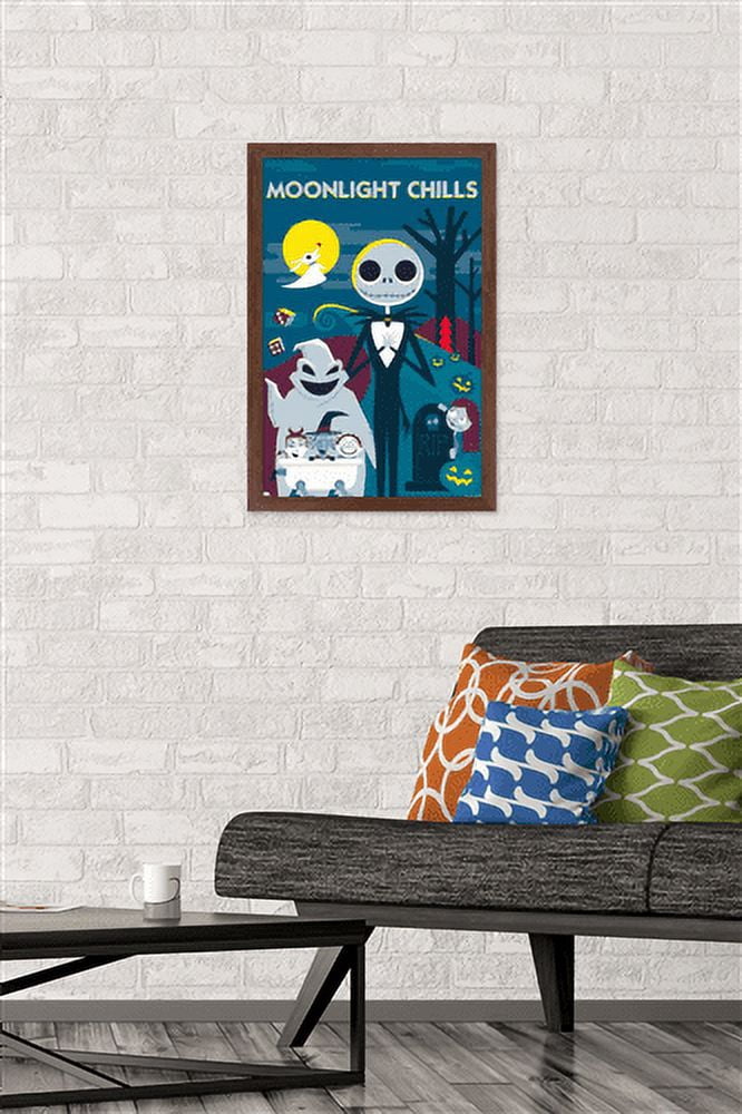 Disney Tim Burton's The Nightmare Before Christmas - Moonlight Chills Wall Poster, 14.725" x 22.375", Framed