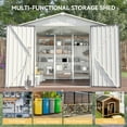 thumbnail image 3 of Aoxun 7.8’x 5.7’ Outdoor Storage Shed, Metal Garden Tool Shed with Lockable Door, Galvanized Steel Shed for Backyard, Lawn and Patio, Gray, 3 of 7