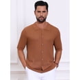 thumbnail image 4 of DARING DIVA Men's Striped Summer Short Sleeve Knitted See Through Shirts 2XL Brown, 4 of 7