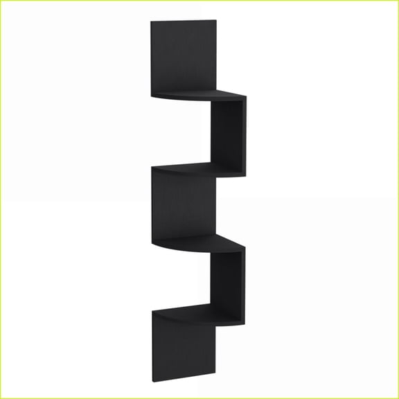 Bookshelf | Modern Wall-Mounted | Four Spacious Shelves | Black | Engineered Wood