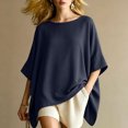 thumbnail image 4 of Womens Oversized Tshirts Elbow Length Sleeve Summer Tops for Women Crew Neck Loose Asymmetrical Hem Top, 4 of 5