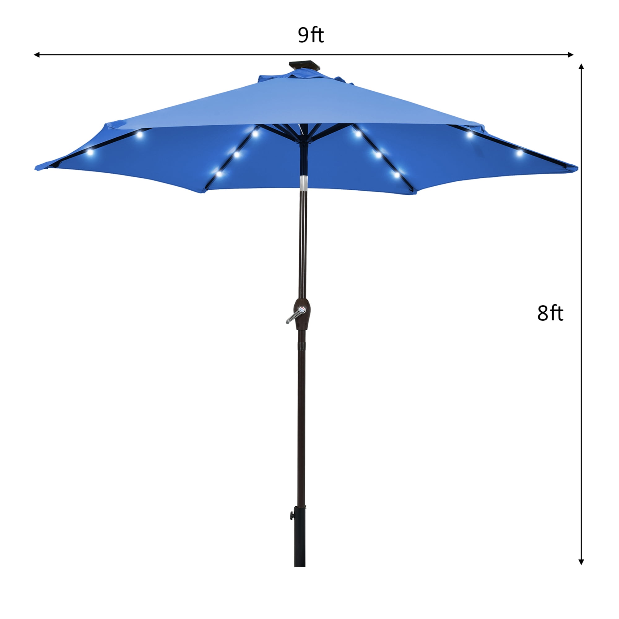 Gymax 9 ft Patio Table Market Umbrella Yard Outdoor w/ Solar LED Lights Blue  | Walmart Canada
