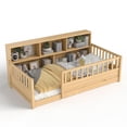 thumbnail image 5 of Twin-Size Wooden Floor Bed with Fence-Style Guardrail - Side Storage & Decorative Function, Ideal for Kids' Bedroom,Natural, 5 of 11