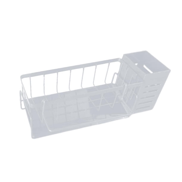 Organizador de drenaje para fregadero de cocina con soporte para palillos, escurridor multiusos con esponja blanco