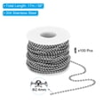 thumbnail image 2 of Cadena de bola de acero inoxidable de 0.09 pulgadas x 56 pies con 100 piezas de conector de coincidencia para manualidades DIY, 2 of 6