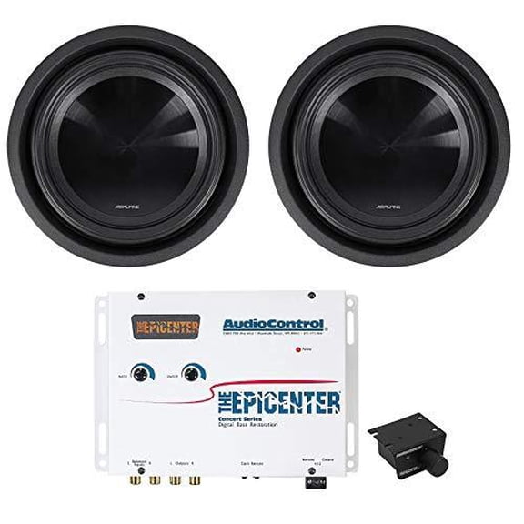 2 Alpine SWT-10S4 10" 1000W Car Subwoofers   AudioControl THE EPICENTER White Bass Processor