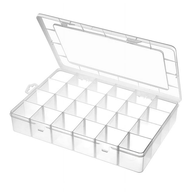 Caja Organizadora de Plástico Grande de 24 Rejillas con Divisores Ajustables, Caja de Almacenamiento Transparente para Joyas, Manualidades de Bricolaje, Cintas Washi