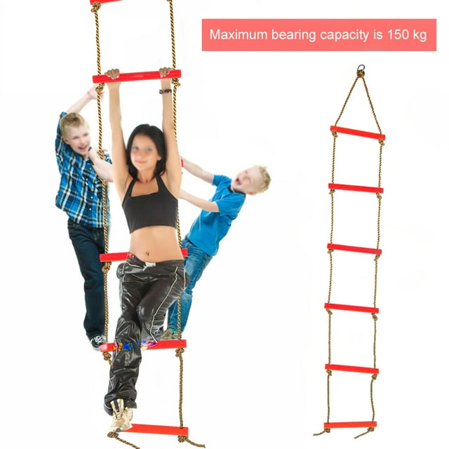 Rope Children Climbing Ladder, Plastic Nylon Material, Outdoor SiX Section Children Kids Rope Climbing Ladder Toy for Home, Fitness Place