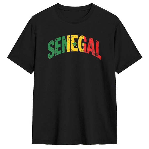 Senegal Flag Text Vintage Graphic Tee For Men And Women, Travel Vacation Cotton Short Sleeves T-Shirt