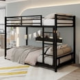 thumbnail image 3 of Harper & Bright Designs Twin Over Twin Bunk Bed with Ladder, Heavy-duty Metal Bunk Bed Frame Guardrail for Boys Girls, Black, 3 of 12