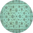 thumbnail image 1 of Ahgly Company Indoor Round Oriental Light Blue Traditional Area Rugs, 7' Round, 1 of 4