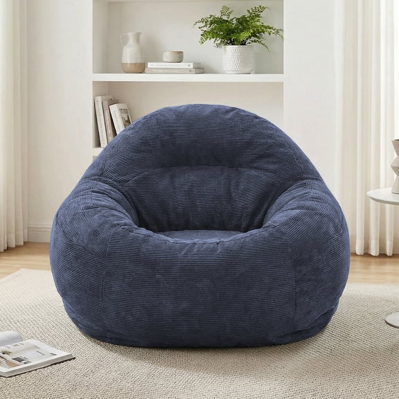 Fluffy Bean Bag Chair with Memory Foam Filler for Dorm, Apartment, or Living Room