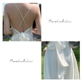 thumbnail image 2 of Vestido cruzado sin espalda, vestido de satén con tirantes finos para mujer, vestido con tirantes finos, color puro, diseño exquisito, 2 of 8